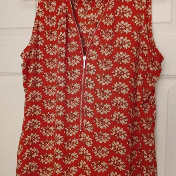 XL SHIRT Premise Studio Sleeveless Red/Cream Shirt XL - Picture 5 of 6